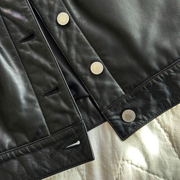 Amazing Y2K Vintage Banana Republic Black Leather Moto Jacket XS Womens - Picture 2 of 5